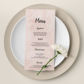 Elegant persikovit blomma snöre ram Bröllop Menu Program