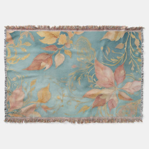 Elegant Persisk Blad Mysig Cyan Rosenskugga Blommi Filt