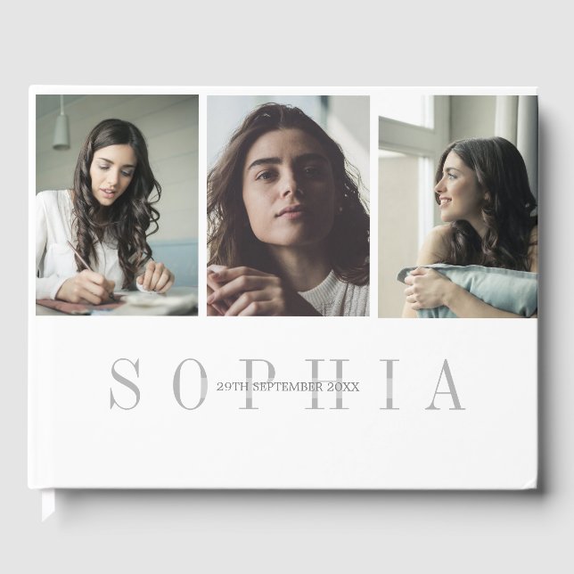 Elegant Personal 3 Photo Bat mitzvah Gästböcker (Framsida)