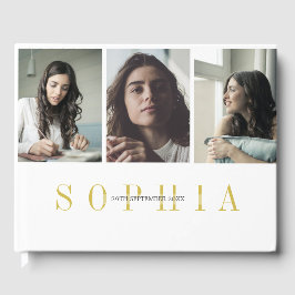 Elegant Personal 3 Photo Bat mitzvah Gästböcker