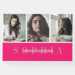 Elegant Personal 3 Photo Bat mitzvah Rosa Gästböcker