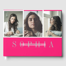 Elegant Personal 3 Photo Bat mitzvah Rosa Gästböcker