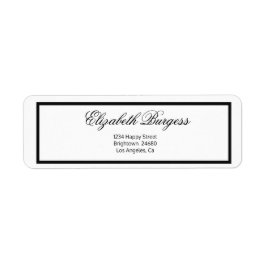 Elegant Personal Monogram Black and White Returadress Etikett