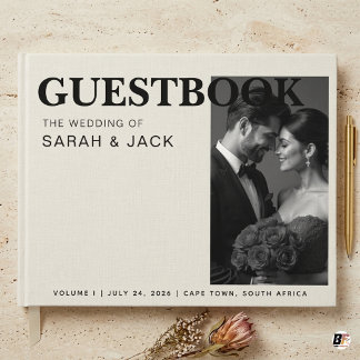 Elegant Personalised Black & White Photo Wedding Gästböcker