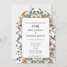 Elegant Personalised Floral Arch 60th Birthday Inbjudningar