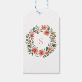 Elegant Personalised Floral Watercolour Monogram Presentetikett