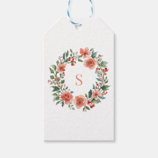 Elegant Personalised Floral Watercolour Monogram Presentetikett