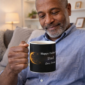 Elegant Personalized Black Gold Happy Father’s Day Kaffemugg