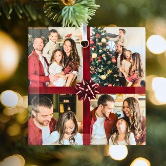 Elegant Personalized Four Photo Collage Gift Trend Julgransdekoration