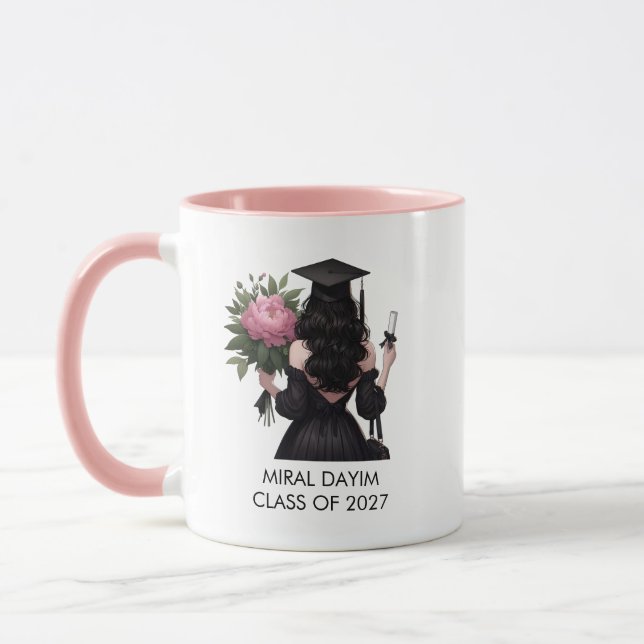 Elegant Personalized Graduation Girl illustration Mugg (Vänster)