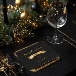 Elegant Personalized Merry Christmas Underlägg Papper Kvadrat