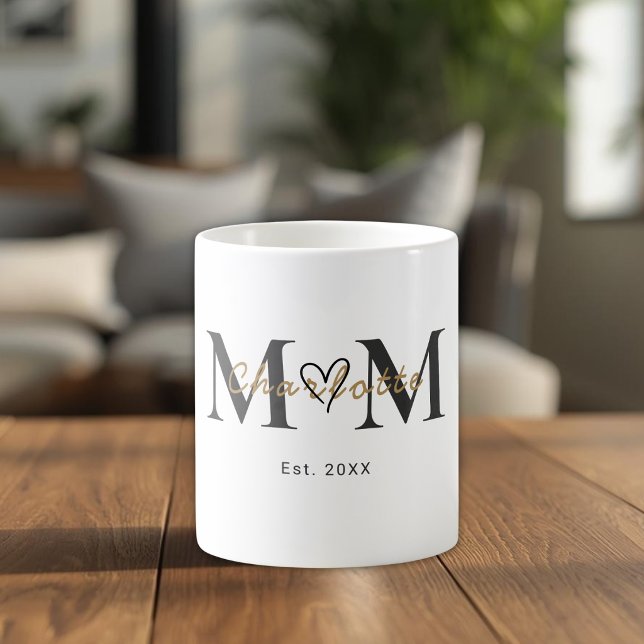 Elegant Personalized Mom Name Est Year Mug Kaffemugg (Skapare uppladdad)