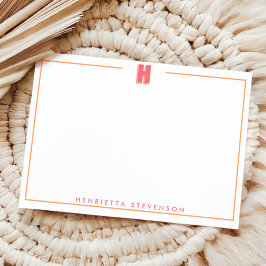 Elegant Personalized Monogram 3D Letter H Initial  Anteckningskort