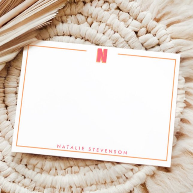 Elegant Personalized Monogram 3D Letter N Initial  Anteckningskort (Skapare uppladdad)