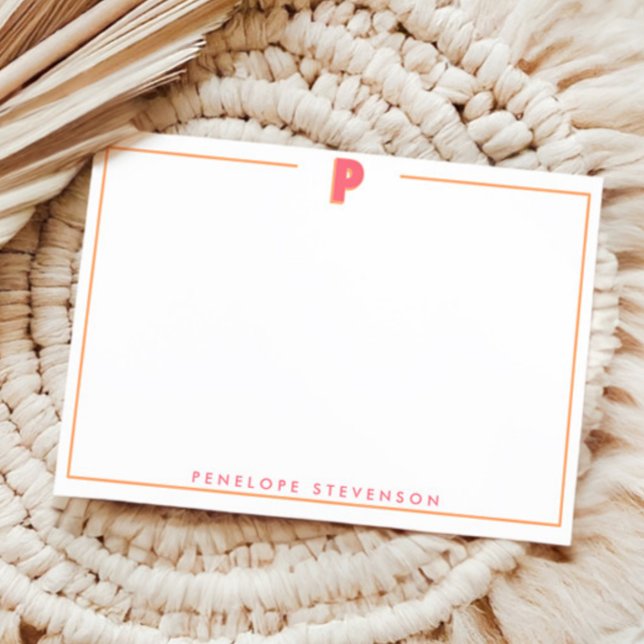 Elegant Personalized Monogram 3D Letter P Initial  Anteckningskort (Skapare uppladdad)