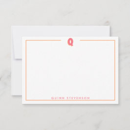 Elegant Personalized Monogram 3D Letter Q Initial  Anteckningskort