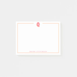 Elegant Personalized Monogram 3D Letter Q Initial  Post-it Block