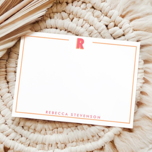 Elegant Personalized Monogram 3D Letter R Initial  Anteckningskort (Skapare uppladdad)