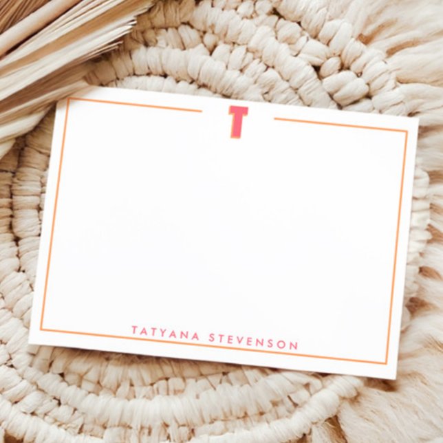 Elegant Personalized Monogram 3D Letter T Initial  Anteckningskort (Skapare uppladdad)