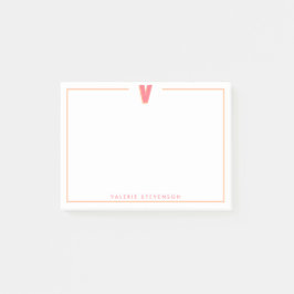 Elegant Personalized Monogram 3D Letter V Initial  Post-it Block