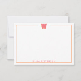 Elegant Personalized Monogram 3D Letter W Initial  Anteckningskort