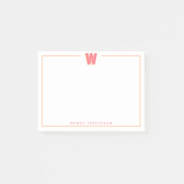 Elegant Personalized Monogram 3D Letter W Initial  Post-it Block