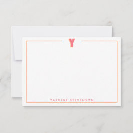 Elegant Personalized Monogram 3D Letter Y Initial  Anteckningskort