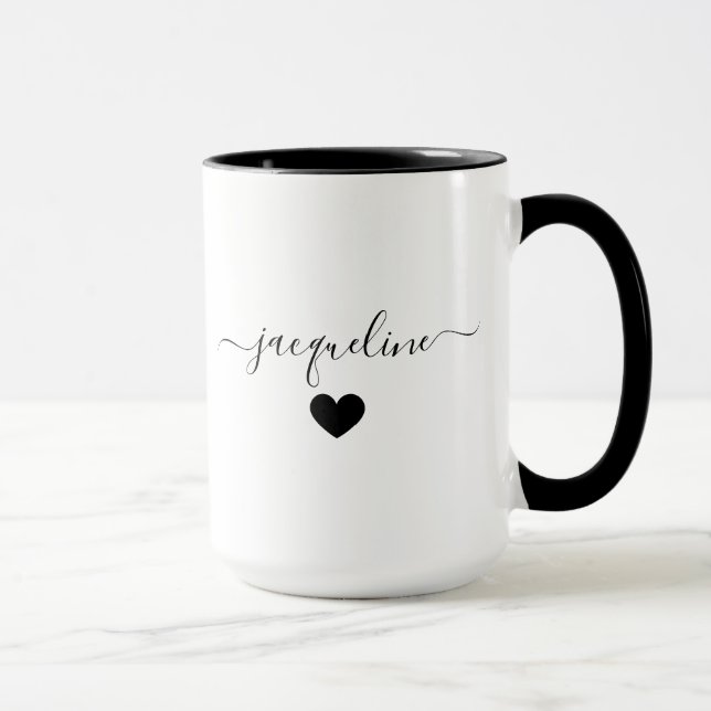 Elegant Personalized Mug with Name and Heart Mugg (Höger)