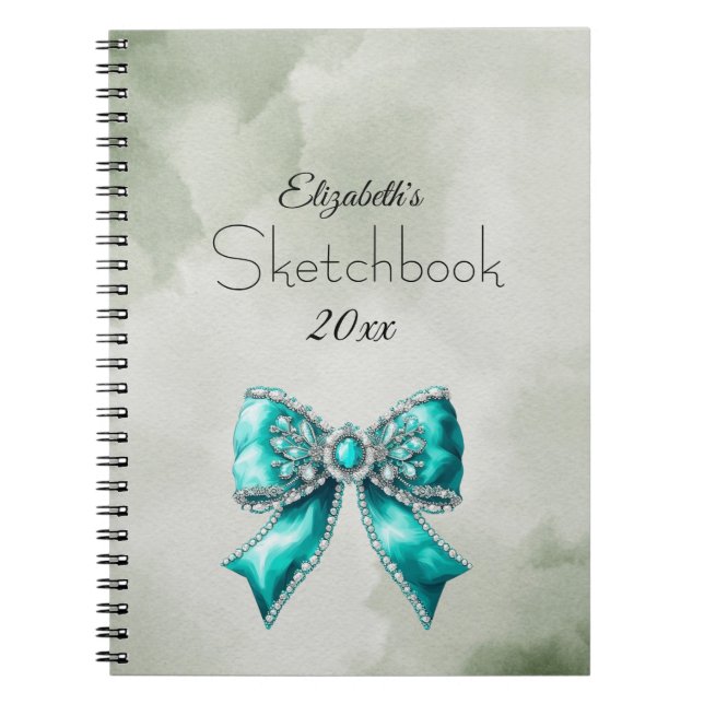 Elegant Personalized Name Notebook with Bow Anteckningsbok (Framsidan)
