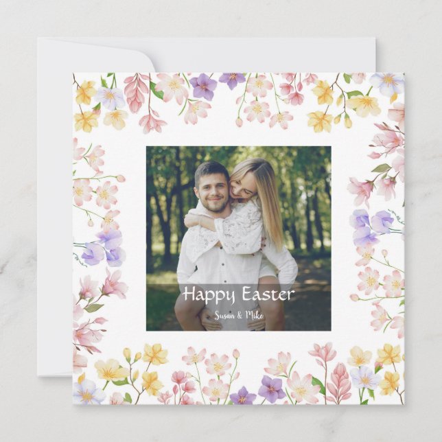 Elegant Personalized Photo Happy Easter Julkort (Framsida)