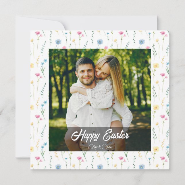 Elegant Personalized Photo Happy Easter  Julkort (Framsida)