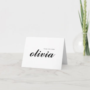 Elegant Personalized Script Name Thank You Anteckningskort
