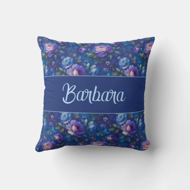 Elegant Personalized Stylish Romantic Floral Chic Kudde (Baksida)