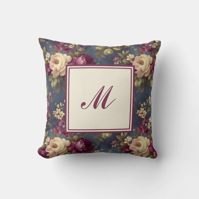 Elegant Personalized Stylish Romantic Floral Chic Kudde (Framsida)