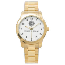 Elegant Personalized White & Black Monogram custom Armbandsur