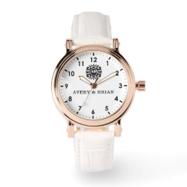 Elegant Personalized White & Black Monogram custom Armbandsur