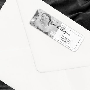 Elegant Personfoto Black White Adress Returadress Etikett