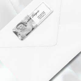 Elegant Personfoto Black White Adress Returadress Etikett