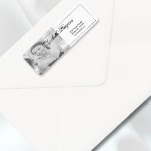 Elegant Personfoto Black White Adress Returadress Etikett