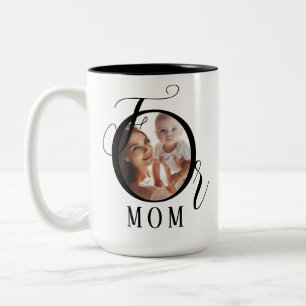 Elegant Personlig 2-foto, Mamma Black Typografi Två-Tonad Mugg