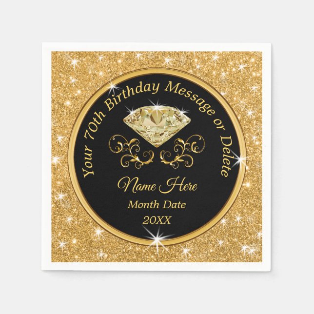 Elegant, Personlig 70:e födelsedag Napkins Pappersservett (Framsidan)