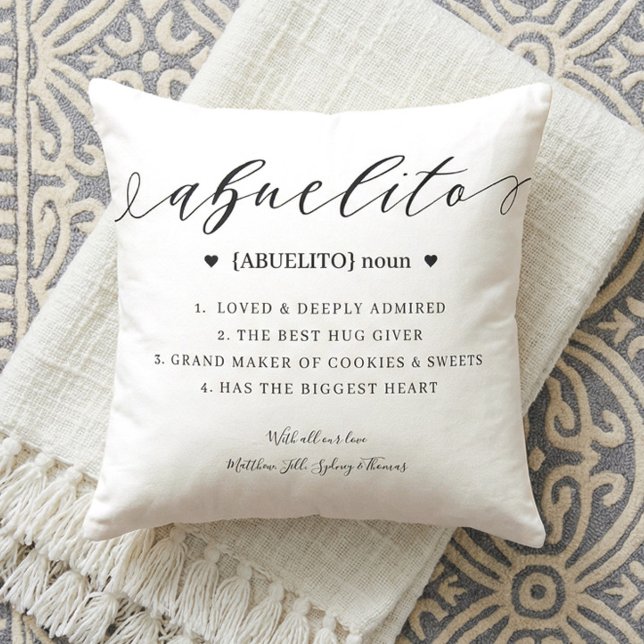 Elegant Personlig Abuela Definition Keepsaké Kudde (Custom Abuela Definition Mother's Day Keepsake Throw Pillow)
