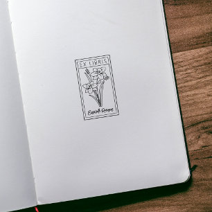 Elegant Personlig Blomma Ex Libris Stämpel