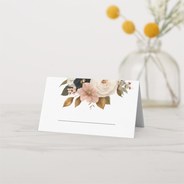 Elegant personlig blommande bröllops- placeringskort (Framsida)