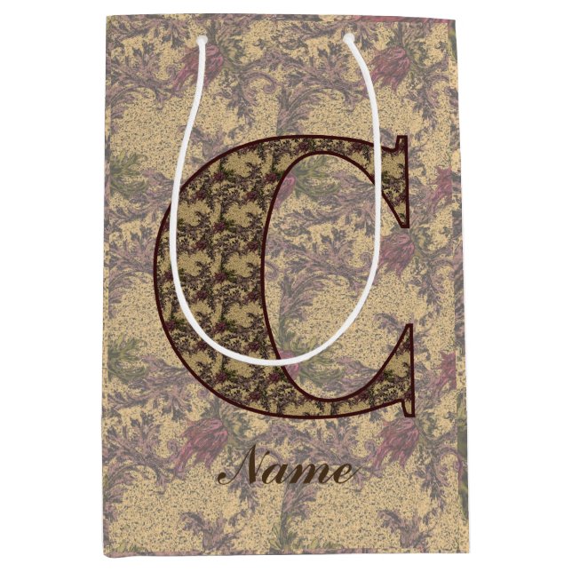 Elegant personlig blommig initial C monogram     (Framsidan)