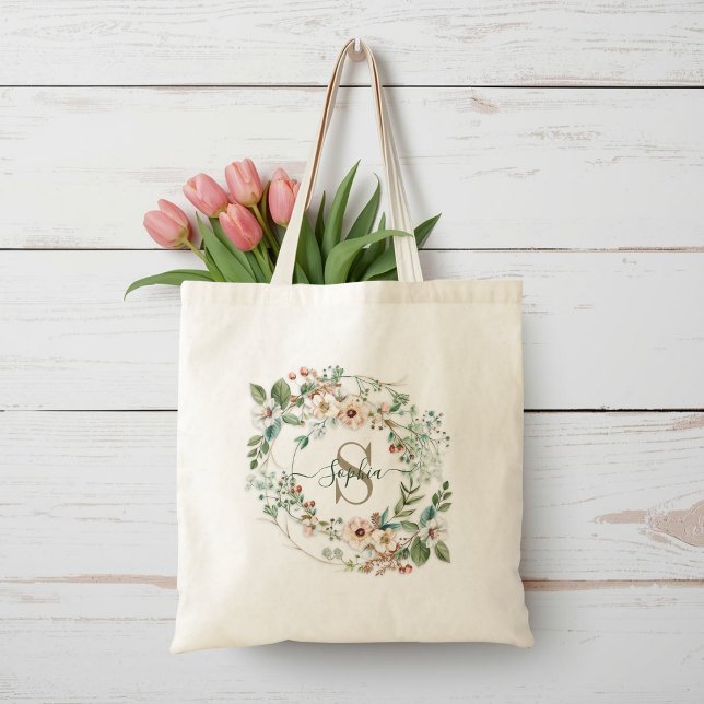 Elegant Personlig Blommig Monogram Namn Kasse (Skapare uppladdad)