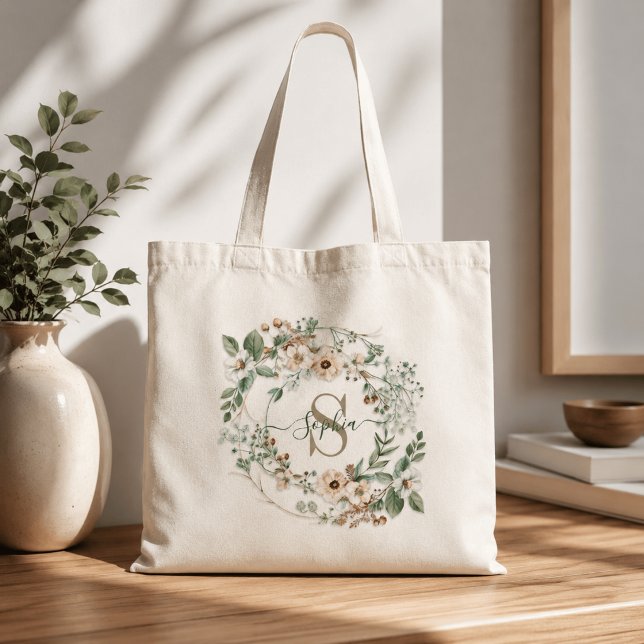Elegant Personlig Blommig Monogram Namn Kasse (Skapare uppladdad)