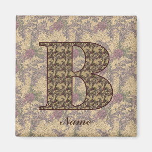Elegant personlig blommönstrad initial B Magnet