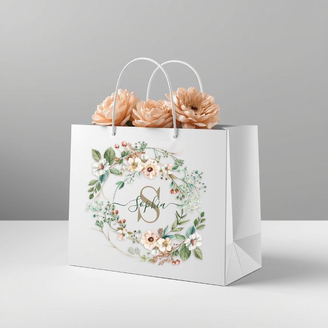 Elegant personlig blomster monogram namn presentpå (Skapare uppladdad)