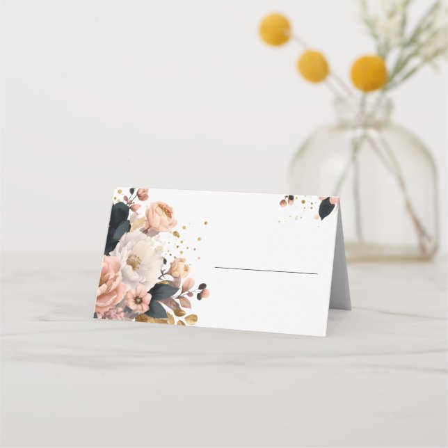 Elegant personlig blomsterbröllops-  placeringskort (Framsida)